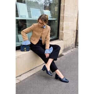 Vintage Saks Fifth Ave Petrol Cobalt Loafer Pump | Celine Girl Aesthetic | 60s